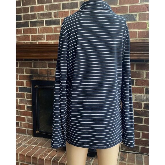 Merona Womens Long Sleeve Black White Striped Top Size XL Pull Over Turtle Neck - Picture 8 of 10